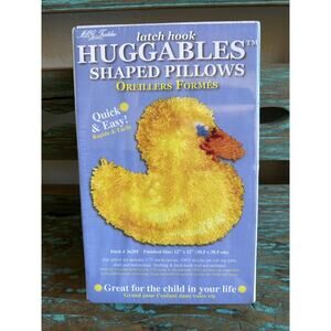 Huggables Latch Hook Duck Shaped Pillow #36205 MCG Textiles 12x12 Rubber Ducky
